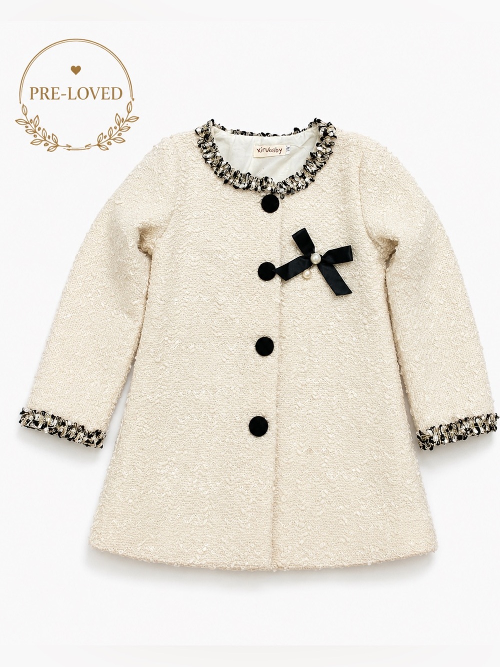 🤍 Xirubaby Girls Elegant Tweed Coat 🤍